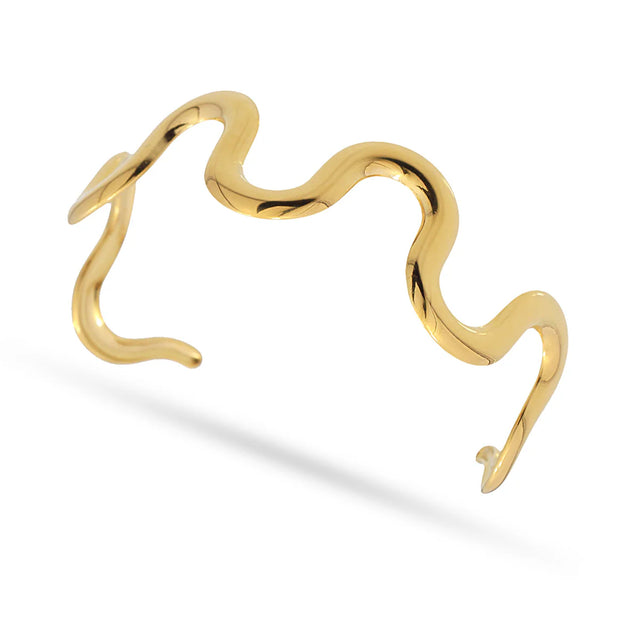 Waves Bracelet Cuff - Gold
