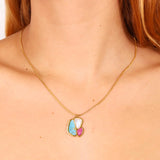 Aqua Maldives Single Pendant Necklace white/Green/Pink