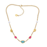 Aqua Reef Charm Necklace white/Green/Pink
