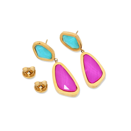 Aqua Lagoon Drop Earrings - Pink/Blue