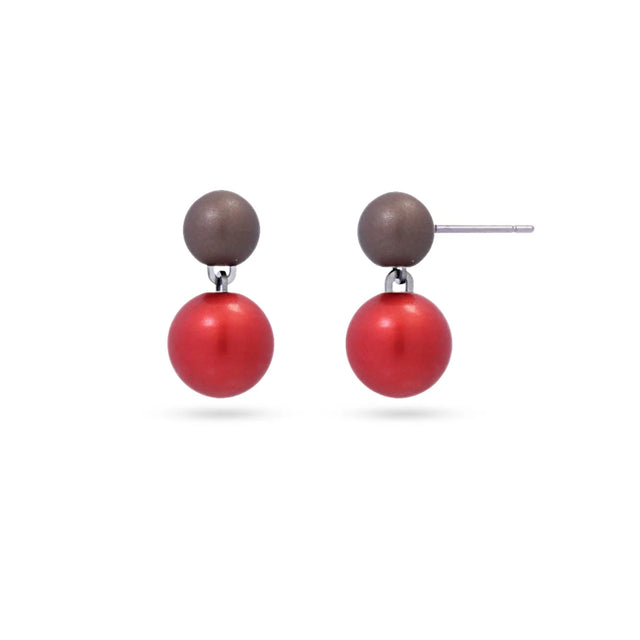 Frost Aura Ball Earrings - Red