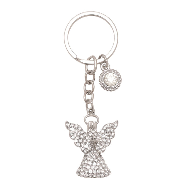 Angel Keyring with Clear Crystals