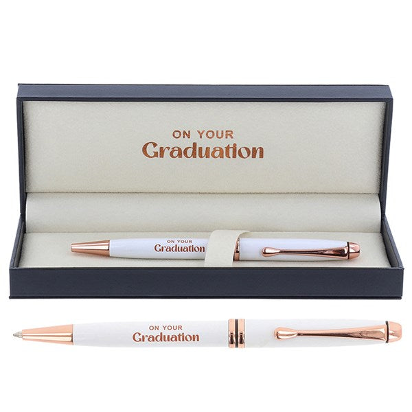 Ladies White ‘Graduation’ Pen – Scarlet Ribbons
