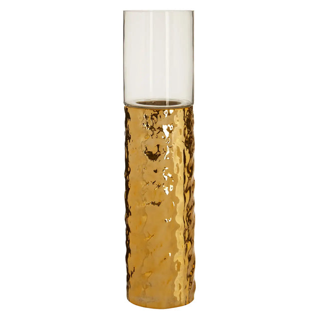Martele Large Pillar Gold Candle Holder
