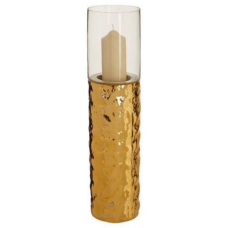 Martele Large Pillar Gold Candle Holder