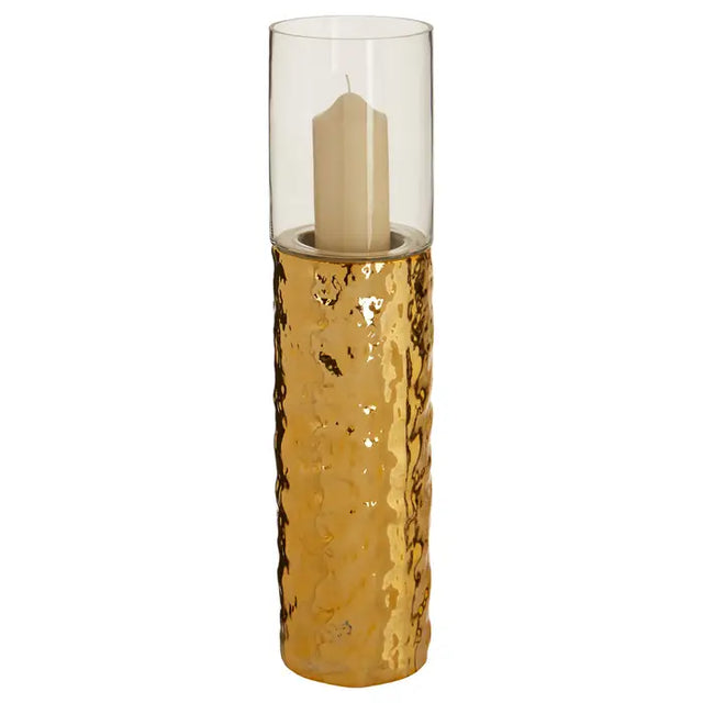 Martele Large Pillar Gold Candle Holder