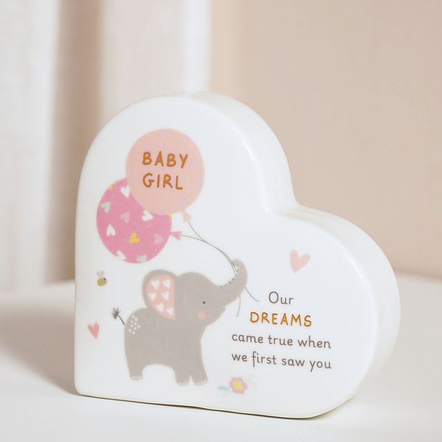 Ceramic Mantel Heart - Baby Girl