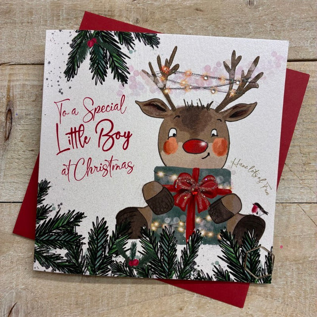Special Little Boy Reindeer Christmas Card