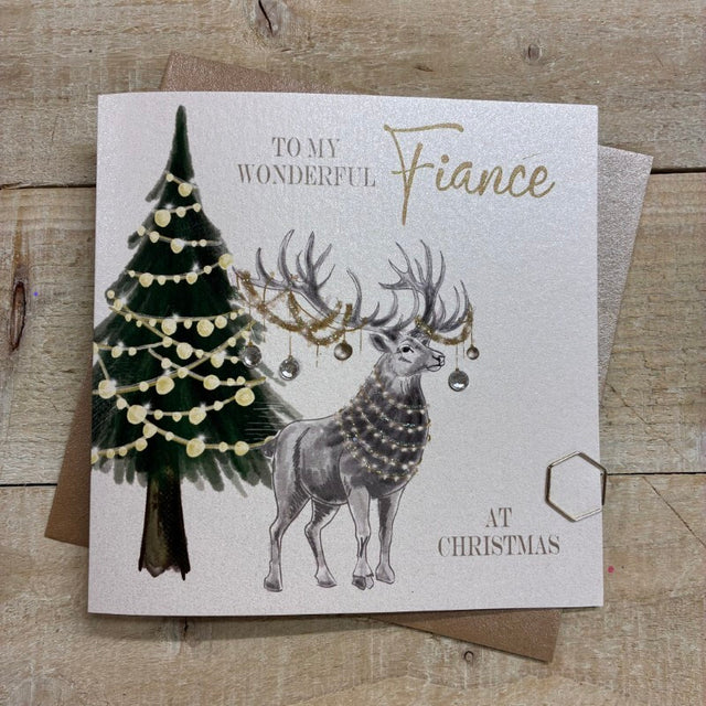 Fiance Stag Tree Christmas Card