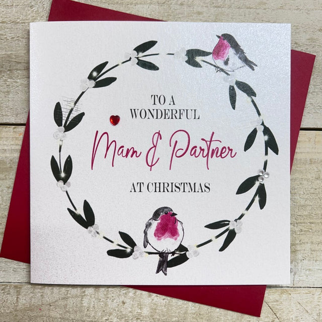 Mum & Partner Wreath Christmas Card