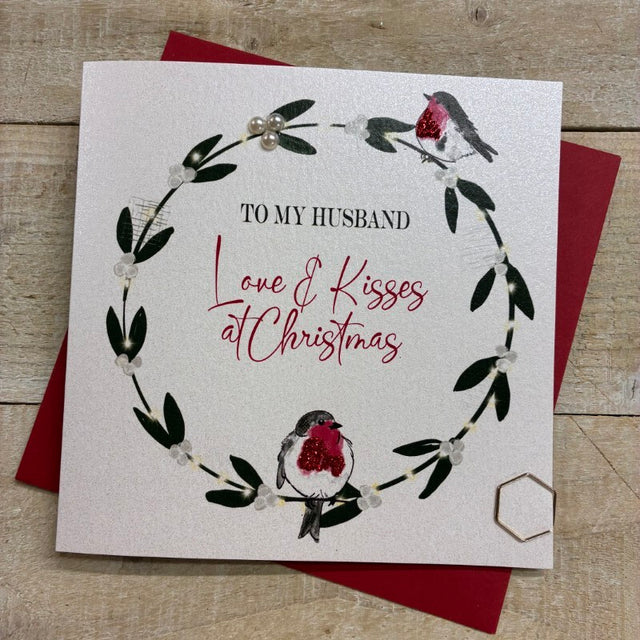 Husband Wreath & Robins Christmas Card