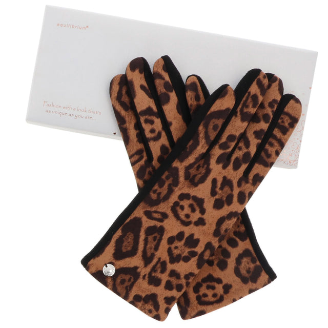 Leopard Print Boxed Gloves - Brown