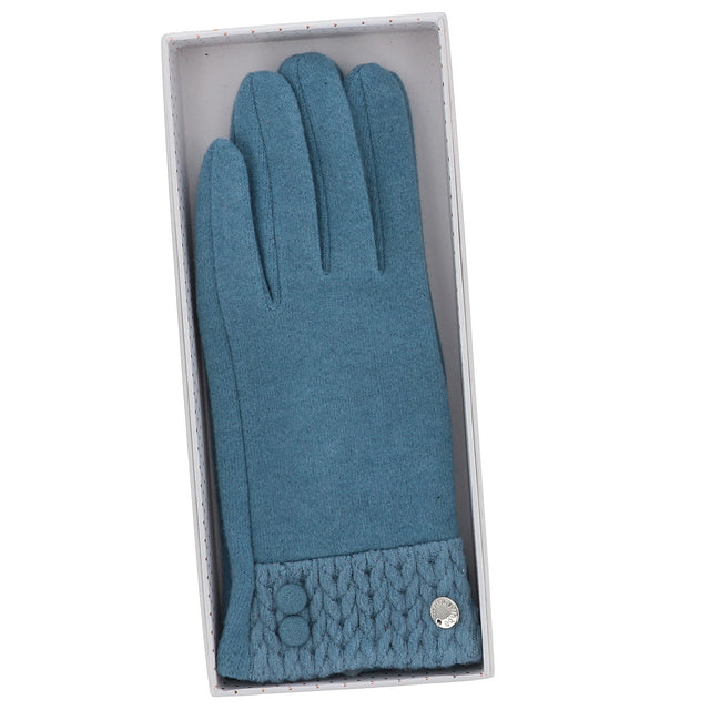 Knitted Cuff Boxed Gloves - Sky Blue