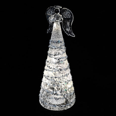 Silver Glitter LED Light Up Angel