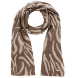 Zebra Look Cosy Boxed Scarf - Camel & Cream
