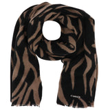 Zebra Look Cosy Boxed Scarf - Black & Camel