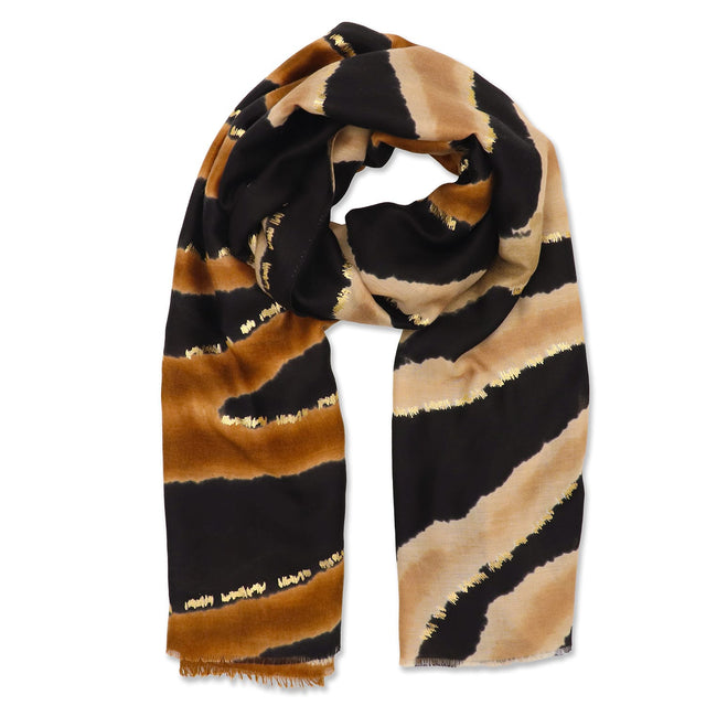 Mid Weight Abstract Animal Scarf - Black