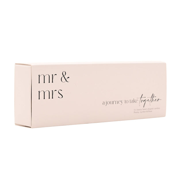 Set of 3 Heart Candles - Mr & Mrs