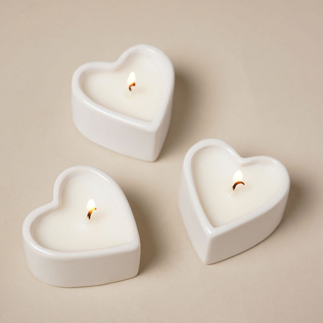 Set of 3 Heart Candles - Mr & Mrs