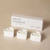 Set of 3 Heart Candles - Engaged