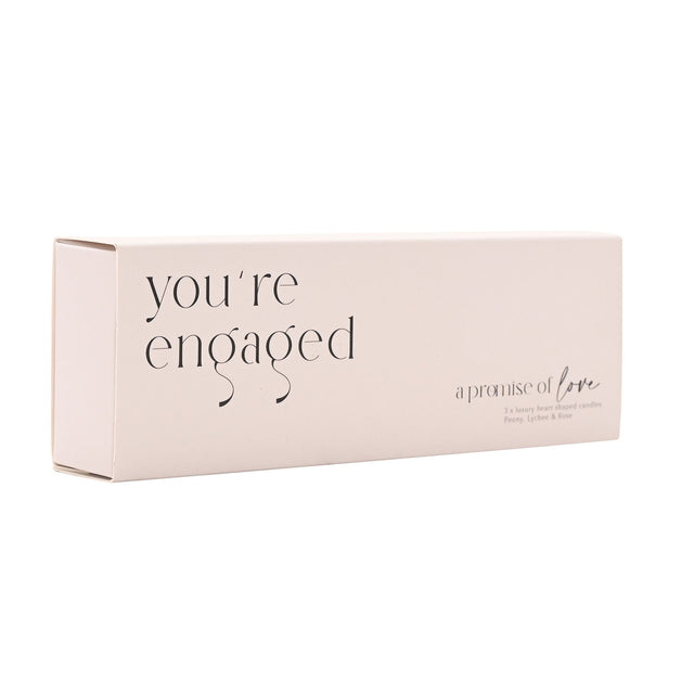 Set of 3 Heart Candles - Engaged
