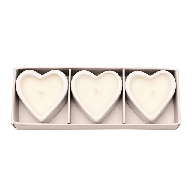 Set of 3 Heart Candles - Happy Anniversary