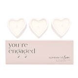 Set of 3 Heart Candles - Engaged