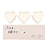Set of 3 Heart Candles - 25 Years