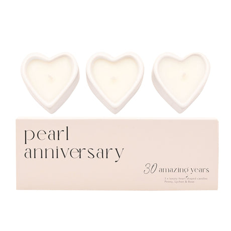 Set of 3 Heart Candles - 30 Years