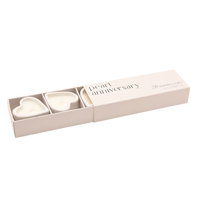 Set of 3 Heart Candles - 30 Years