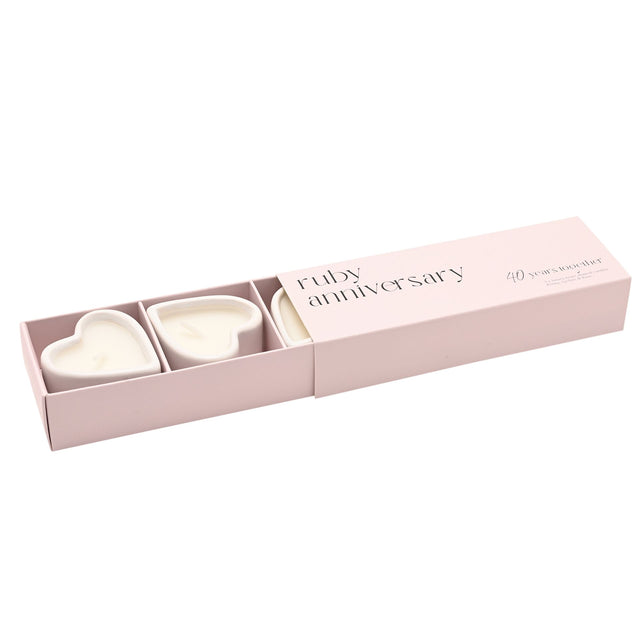 Set of 3 Heart Candles - 40 Years