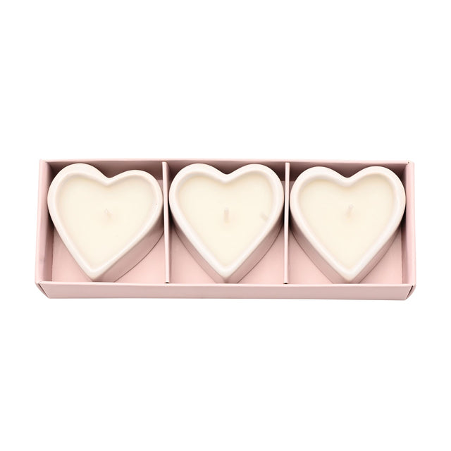 Set of 3 Heart Candles - 40 Years