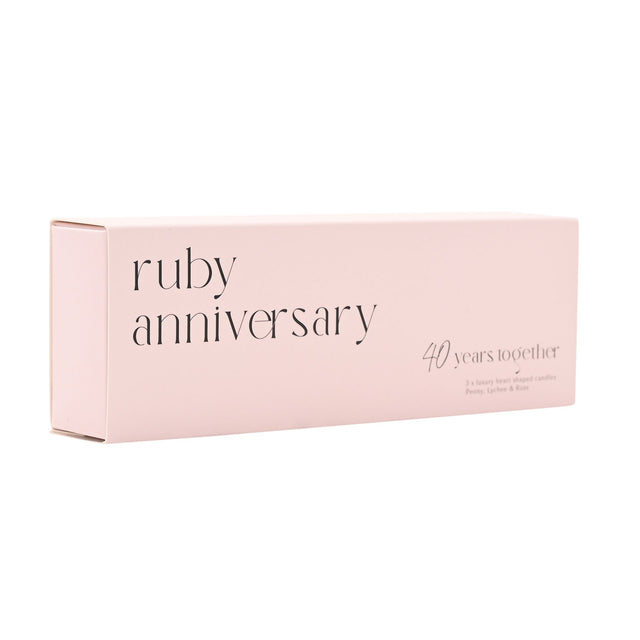 Set of 3 Heart Candles - 40 Years