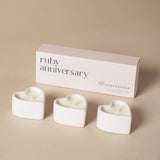 Set of 3 Heart Candles - 40 Years