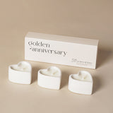Set of 3 Heart Candles - Happy Anniversary