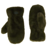 Faux Fur Mitts - Olive Green
