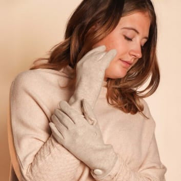 Button Detail Gloves - Taupe