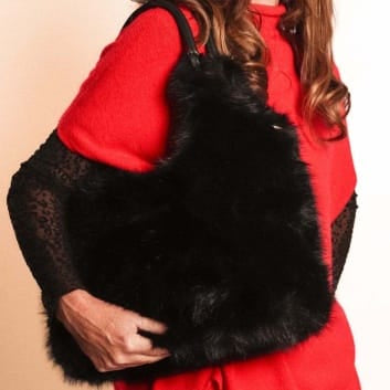 Faux Fur Bag - Black