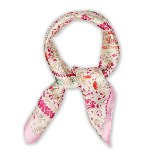 Satin Square Abstract Cream Scarf