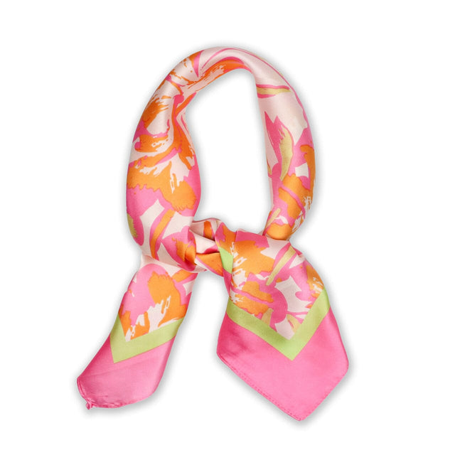 Satin Floral Pink Square Scarf