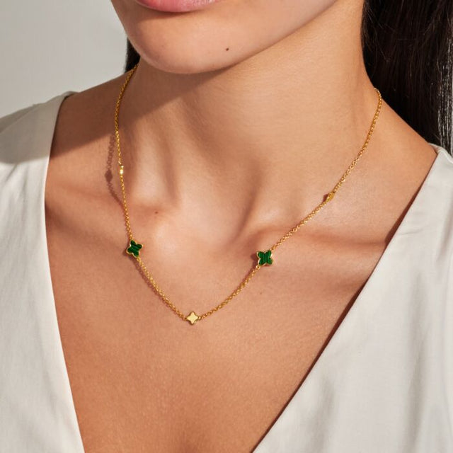 Joma Green Clover Gold Necklace