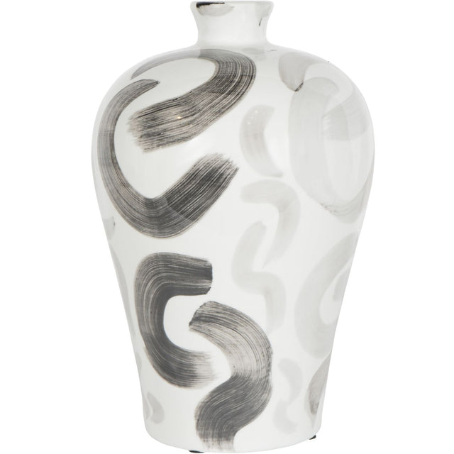 Monochrome Brush Swirl Vase 38cm