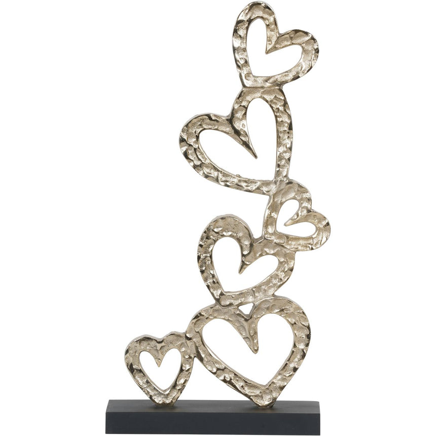 Multi Heart Sculpture on Boack Wooden Base