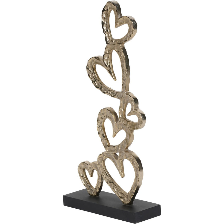 Multi Heart Sculpture on Boack Wooden Base