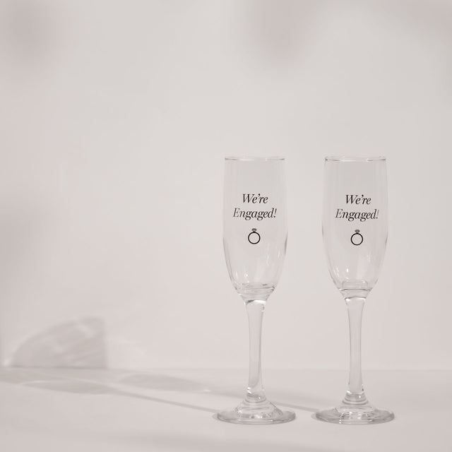 Champagne Flutes set of 2 - Engaged