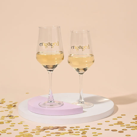 Set of 2 Wine Glasses - Engaged