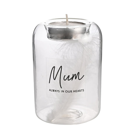 Thoughts Of You Feather Tealight Holder - Mum