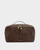 Katie Loxton Soho Large Make Up/Wash Bag - Chocolate Suedette