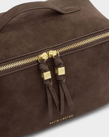 Katie Loxton Soho Large Make Up/Wash Bag - Chocolate Suedette