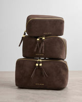 Katie Loxton Soho Large Make Up/Wash Bag - Chocolate Suedette